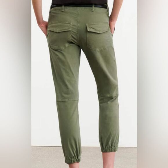 Revolve Nili Lotan Tribecca Olive Green Cropped Cargo Joggers, Ankle Zippers, 2 - Picture 2 of 10